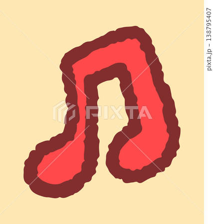 Music Note Wavy Outline Cartoon Style 138795407