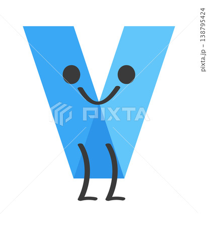 Letter V Mascot Smiling Character Logo 138795424
