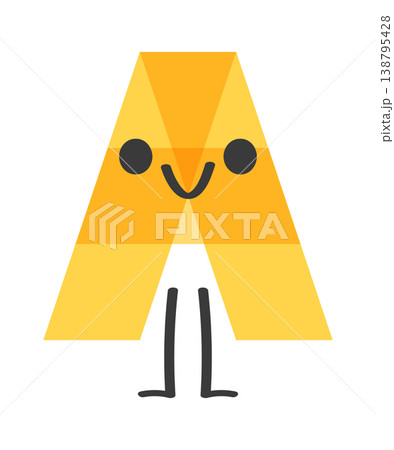 Letter A Mascot Smiling Geometric Cartoon Letter A Mascot Smiling Geometric Cartoon 138795428