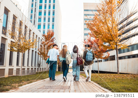 University students walking on campus during autumn 138795511