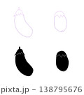 なすのストックイラストのシルエット＆輪郭線 138795676