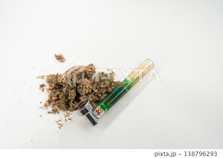 Enjoying Cannabis With a Bong on a Clean Surface 138796293