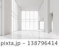 Modern minimalist empty white room with double height ceilings 3d render 138796414