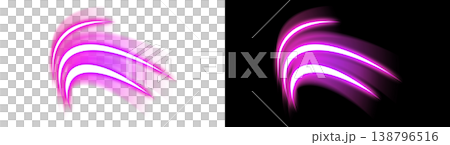 Pink light arc effect set with transparent and black backgrounds. Pink light arc effect set with transparent and black backgrounds. 138796516