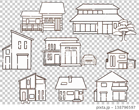 各種房地產和房屋的線條圖 138796597