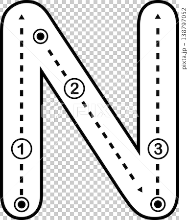 Letter N Tracing Worksheet for Kids, Black and White Alphabet Handwriting Practice Letter N Tracing Worksheet for Kids, Black and White Alphabet Handwriting Practice 138797052