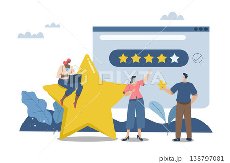 Market research and development, People reviews and feedback, Customer satisfaction, Evaluation in best credit ratings, Customers are giving reviews or feedback on products and organizations. Market research and development, People reviews and feedback, Customer satisfaction, Evaluation in best credit ratings, Customers are giving reviews or feedback on products and organizations. 138797081