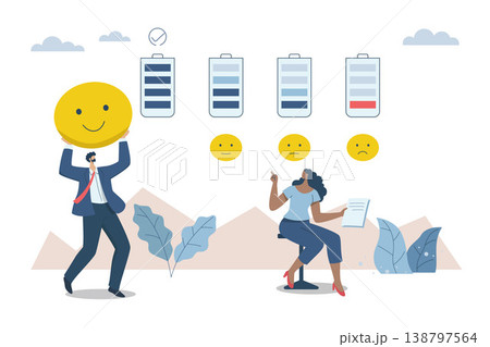Dealing with fatigue and increasing employee freshness, Problems with stress levels and work pressure, Businesspeople are analyzing how to increase motivation or Enthusiasm for the team. 138797564