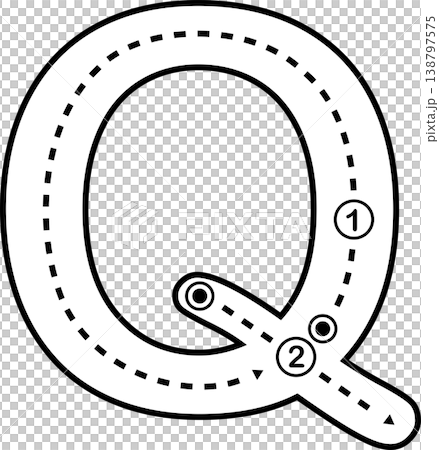 Letter Q Tracing Worksheet for Kids, Black and White Alphabet Handwriting Practice 138797575