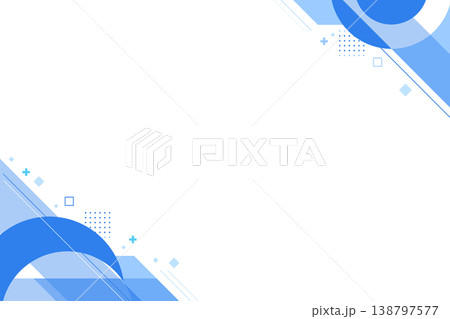 青の幾何学装飾フレーム背景 透過PNG ビジネス向けシンプルデザイン素材 138797577