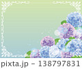 背景素材＜花フレーム・紫陽花多め・アジサイ・飾り枠・飾り罫・横位置＞ 138797831