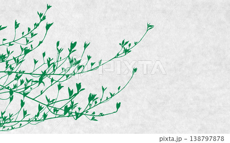 芽生える若葉のシルエット、季節がはじまる和風アート 138797878