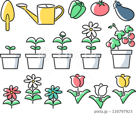 園芸や家庭菜園の素材セット 138797923