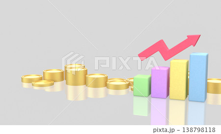 Colorful Financial Growth Bar Chart With Rising Profit Arrow Concept 3d render. 138798118