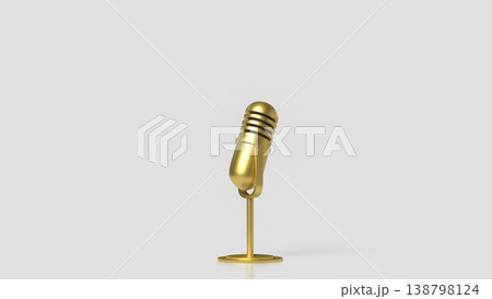 Golden Vintage Microphone Isolated On Minimal Background For Audio Concept 3d render. 138798124