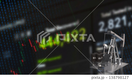 Oil Production and Market Volatility Analysis with Digital Financial Data 3d render. Oil Production and Market Volatility Analysis with Digital Financial Data 3d render. 138798127