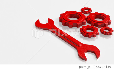 Business Tools and Gear Mechanism Maintenance Strategy Concept 3d render. 138798139
