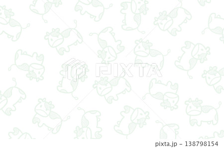 うしの線画のパターン(ホワイト) 138798154