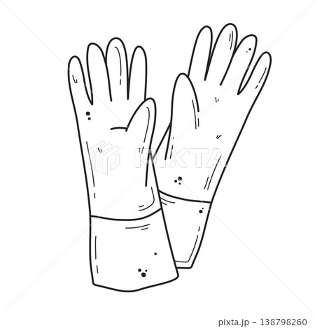 Hand drawn rubber gloves illustration 138798260