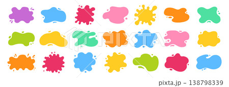Paint splatters drips decorative abstract shapes frames uneven wavy edges set stains organic forms 138798339