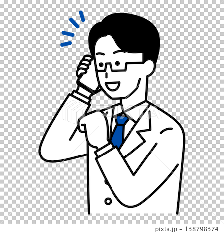 A male doctor enjoys chatting on his smartphone. 138798374