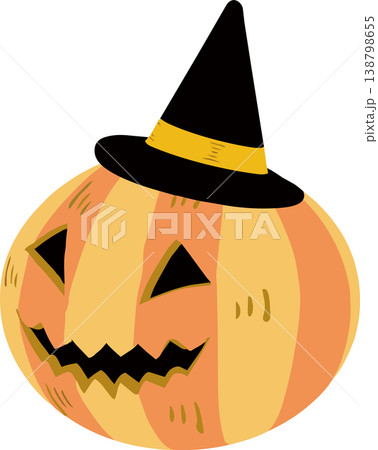 ハロウィンのかぼちゃのイラスト 魔女帽子をかぶったジャック・オー・ランタン 手描き アイコン 飾り ハロウィンのかぼちゃのイラスト 魔女帽子をかぶったジャック・オー・ランタン 手描き アイコン 飾り 138798655