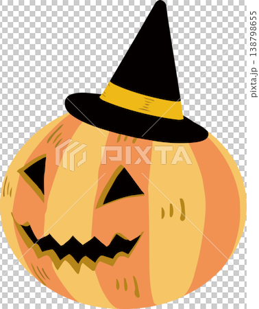 ハロウィンのかぼちゃのイラスト 魔女帽子をかぶったジャック・オー・ランタン 手描き アイコン 飾り ハロウィンのかぼちゃのイラスト 魔女帽子をかぶったジャック・オー・ランタン 手描き アイコン 飾り 138798655