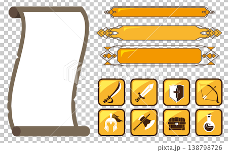 かわいいファンタジーゲームアイコンセット ポップなRPG素材 138798726