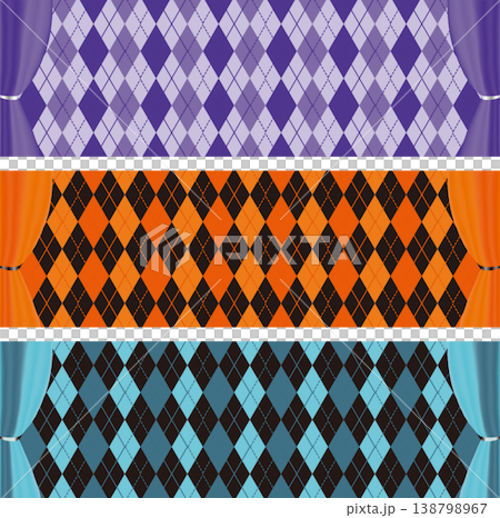 Halloween Banner Background Material Set: Diamond Pattern and Curtain Frame - 3 Color Set 138798967