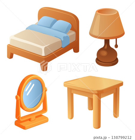 bedroom furniture 3d object set 138799212