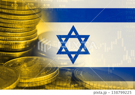Coin with Israel flag finance investment business. Coin with Israel flag finance investment business. 138799225