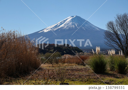 View of landscape fuji mountain in winter at Lake Kawaguchi View of landscape fuji mountain in winter at Lake Kawaguchi 138799331