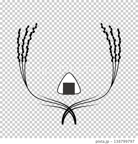 飯糰圖示和新的米飯邊框插圖 138799797