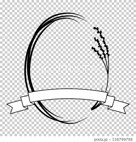 絲帶和稻稈框架插圖 138799798