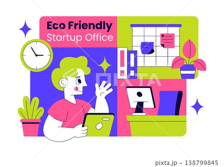 Eco Friendly Startup Office Illustration With Green Workspace Plants, Sustainable Business Interior, and Modern Creative Work Environment Design Eco Friendly Startup Office Illustration With Green Workspace Plants, Sustainable Business Interior, and Modern Creative Work Environment Design 138799845
