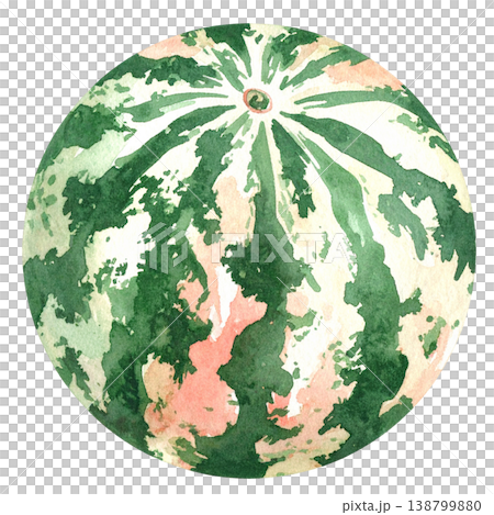 スイカの水彩画イラスト(夏の素材、くだもの) スイカの水彩画イラスト(夏の素材、くだもの) 138799880