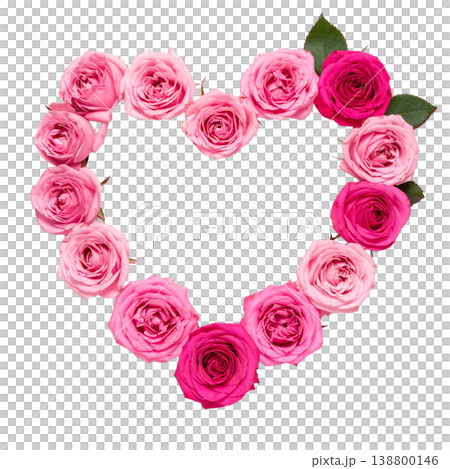 由粉紅色玫瑰花組成的心形相框 138800146