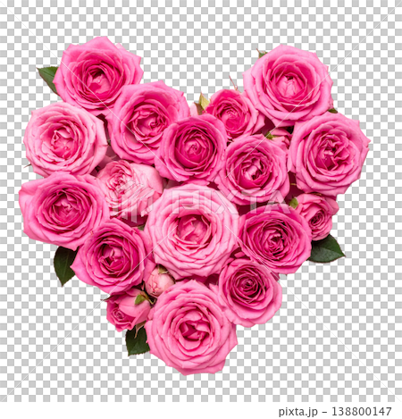 一束由粉紅玫瑰花組成的心型花束 138800147