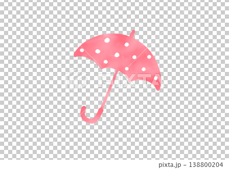 A cute pink umbrella with watercolor-style polka dots. A cute pink umbrella with watercolor-style polka dots. 138800204