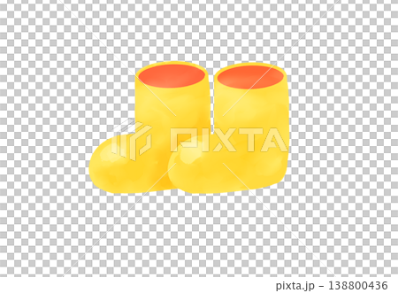 Cute yellow rain boots with a watercolor touch Cute yellow rain boots with a watercolor touch 138800436