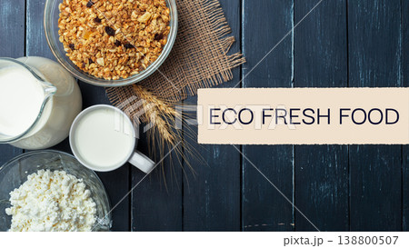 Lactose gluten free food options on a wooden table for healthy eating choices Lactose gluten free food options on a wooden table for healthy eating choices 138800507