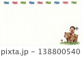 こどもの日バナー素材（鯉のぼりのフレームと金太郎・熊のかわいいイラスト） 138800540