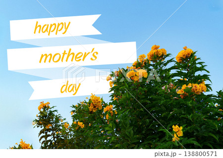 Celebrating mothers on May 10 with yellow flowers and cheerful messages 138800571