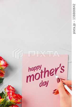 Celebration of Mother's Day with a card and flowers for May 10 138800642