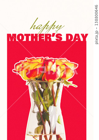 Happy Mother's Day message with roses in a vase on May 10 138800646