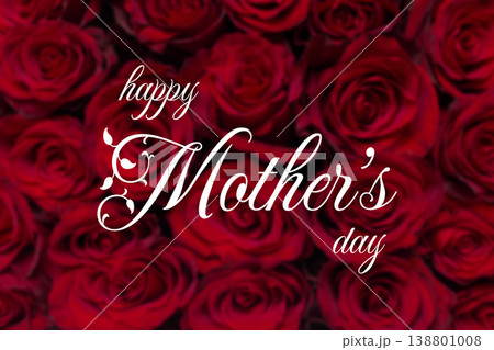 Celebration of Mother's Day on May 10 with red roses and warm wishes for moms 138801008