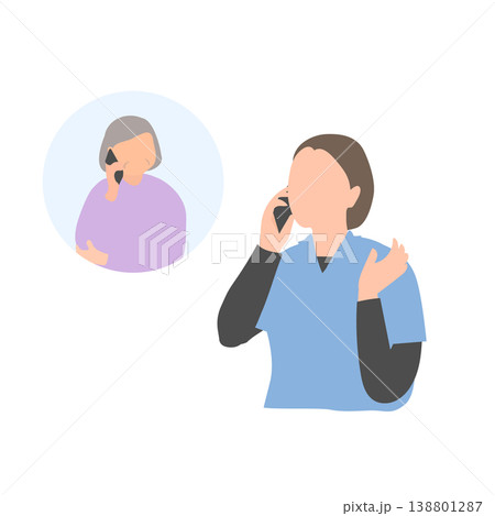 電話相談に対応する介護スタッフのイラスト 138801287