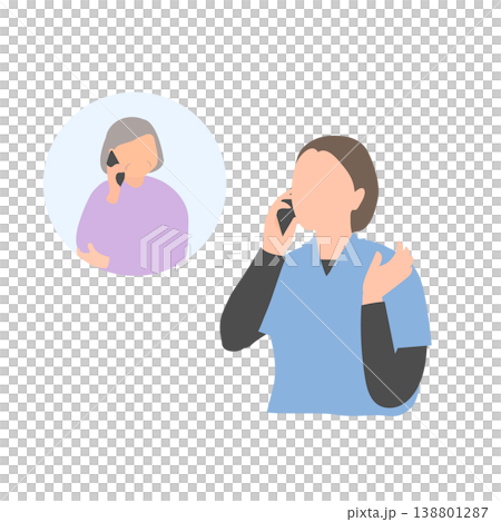 電話相談に対応する介護スタッフのイラスト 138801287
