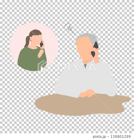 An illustration of a family member calling to ask for advice because they are worried about an elderly person. An illustration of a family member calling to ask for advice because they are worried about an elderly person. 138801289
