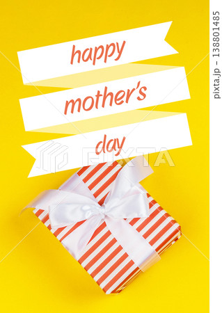 Happy Mother Day celebration on May 10 with a colorful gift and cheerful message displayed 138801485